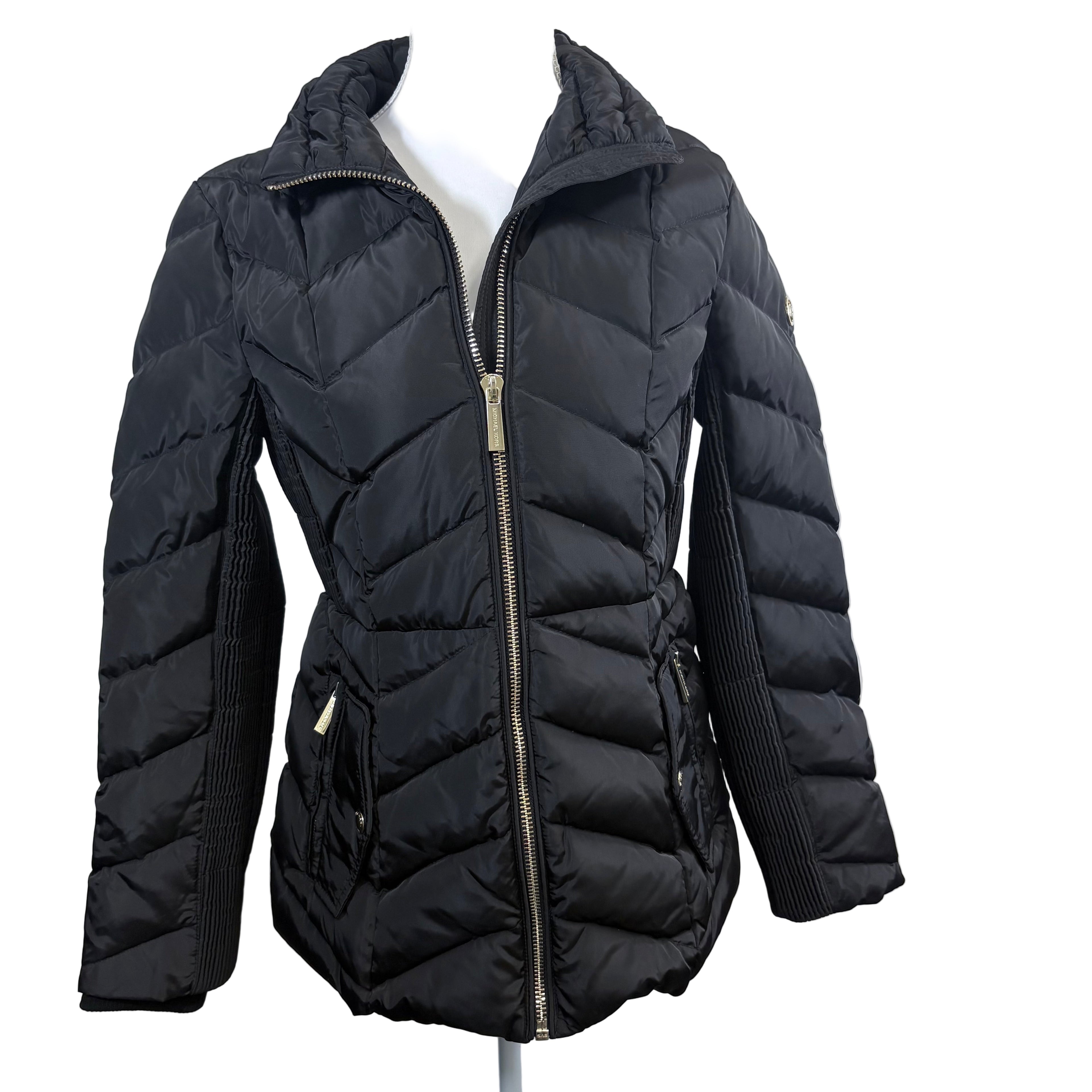 Michael Kors long sleave puffer jacket, size petite small