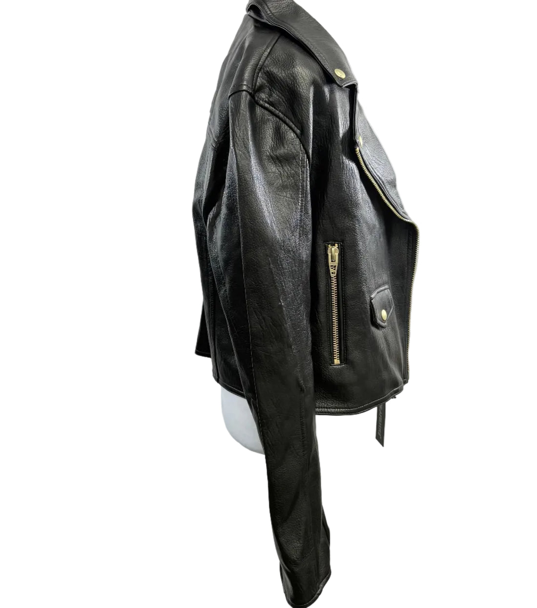 Blank NYC biker style crop top faux leather jacket, size large NWT