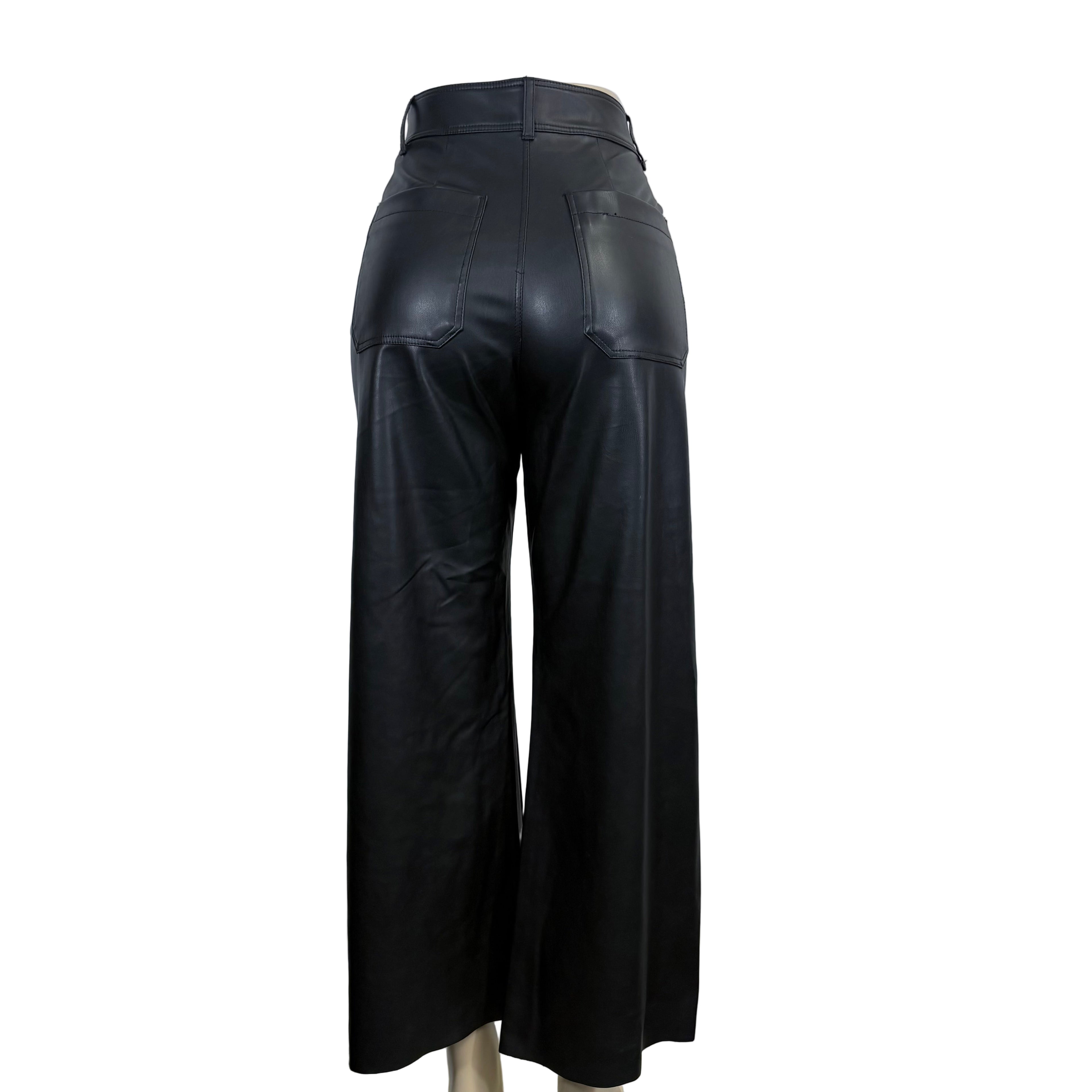 Zara wide leg faux leather pants, size 6