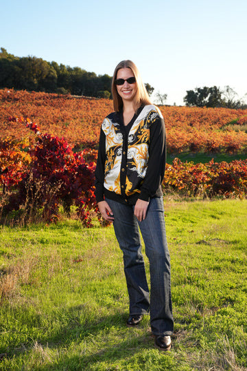 Authentic Versace White Black Gold long sleave cardigan NWT