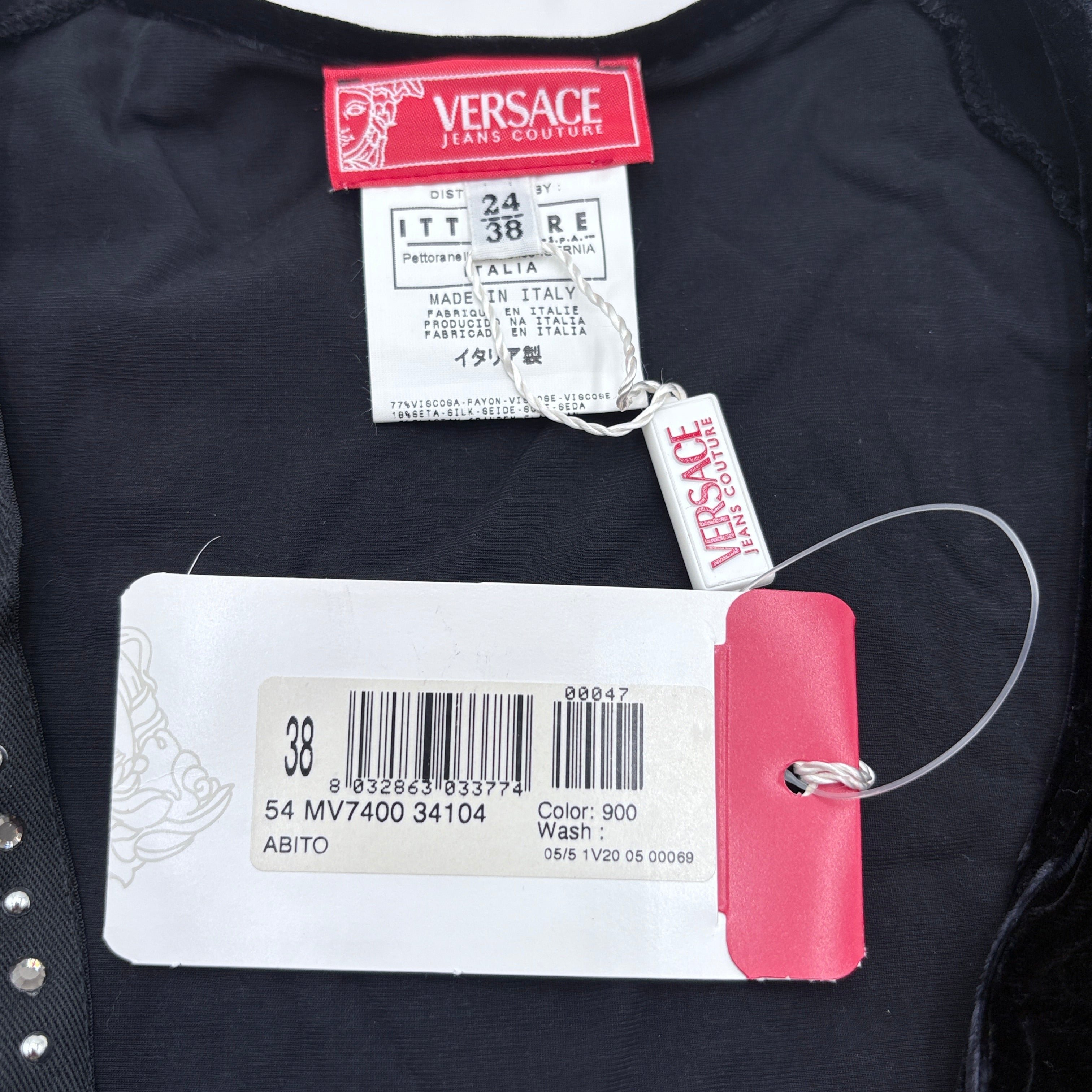 Authenticated Versace Black velvet dress, size extra small