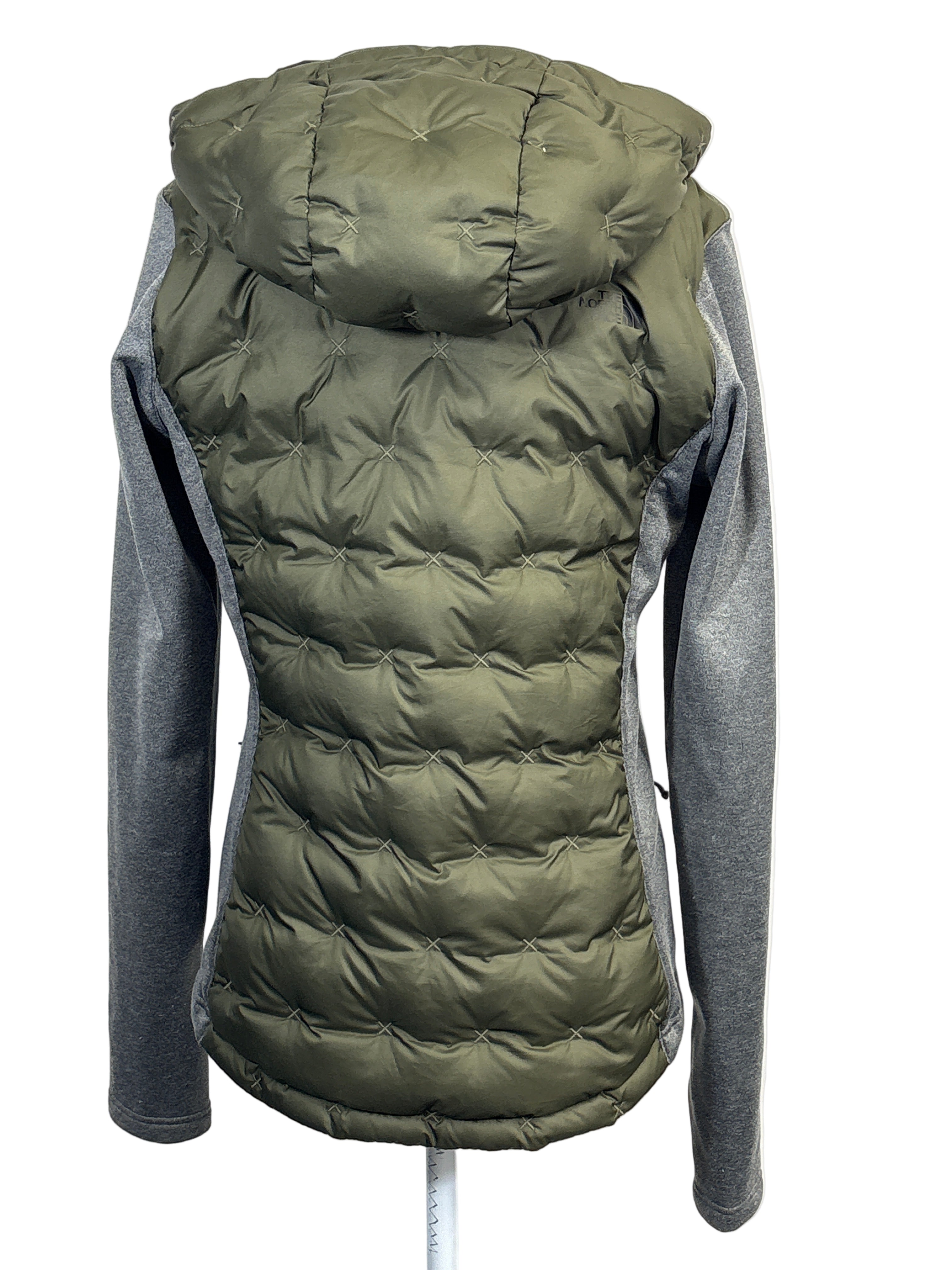 North Face long sleeve puffer jacket with hood, size small