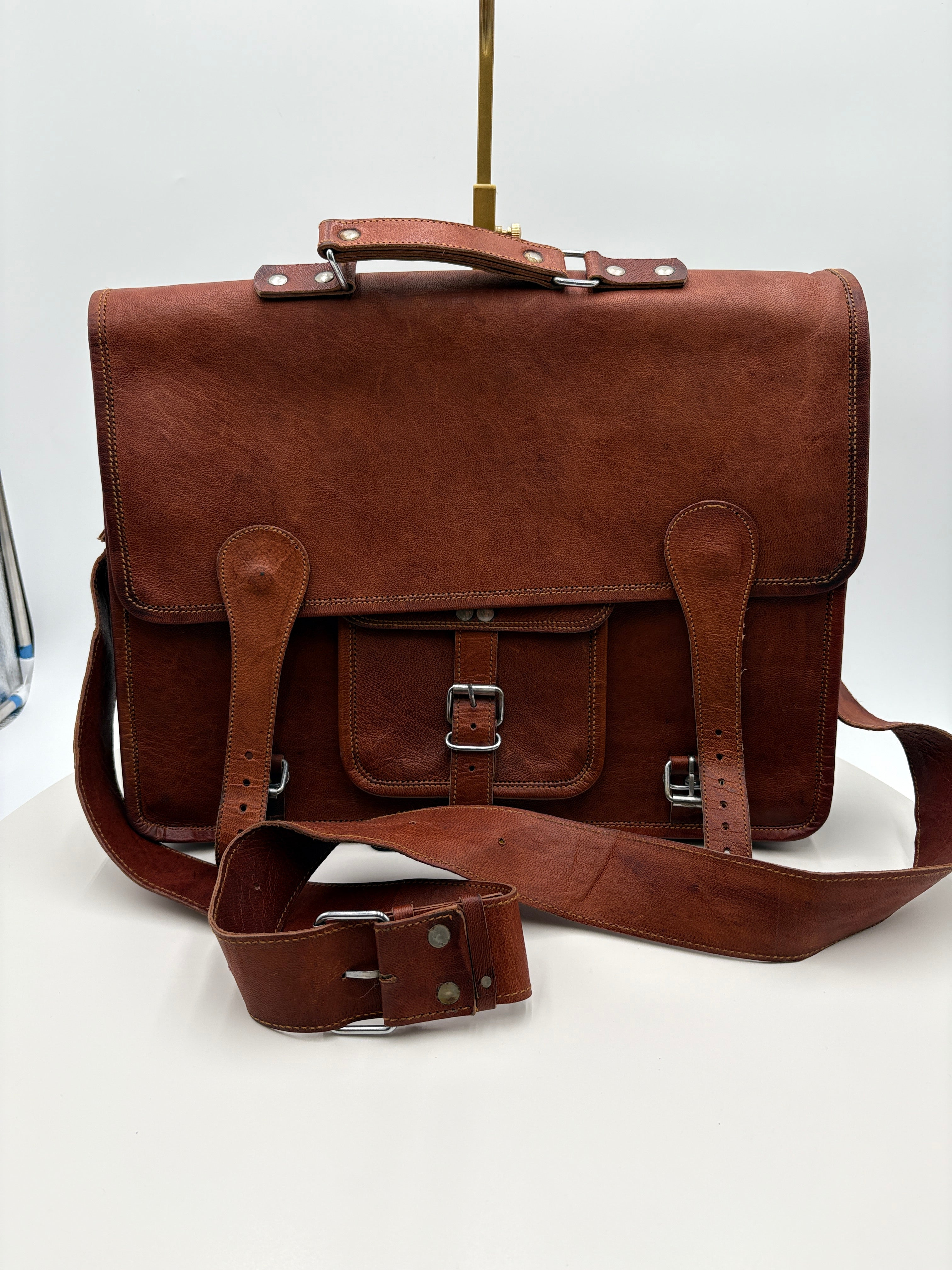 Carbon2Cobalt leather messenger bag