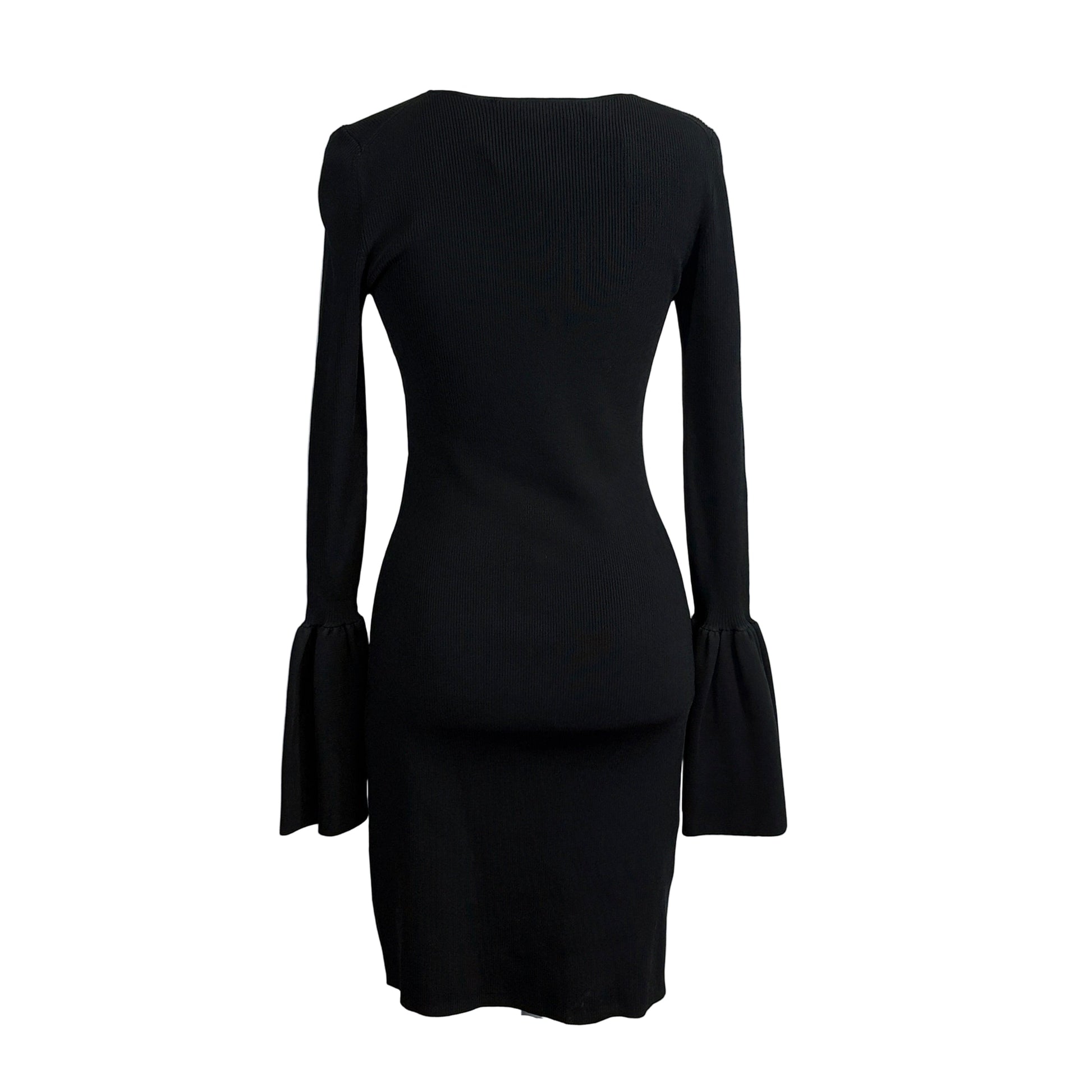 Black dress with long sleeves on a white background