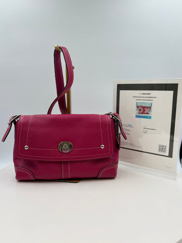 Authenticated Coach Cross Body Purse, Purple/Maroon