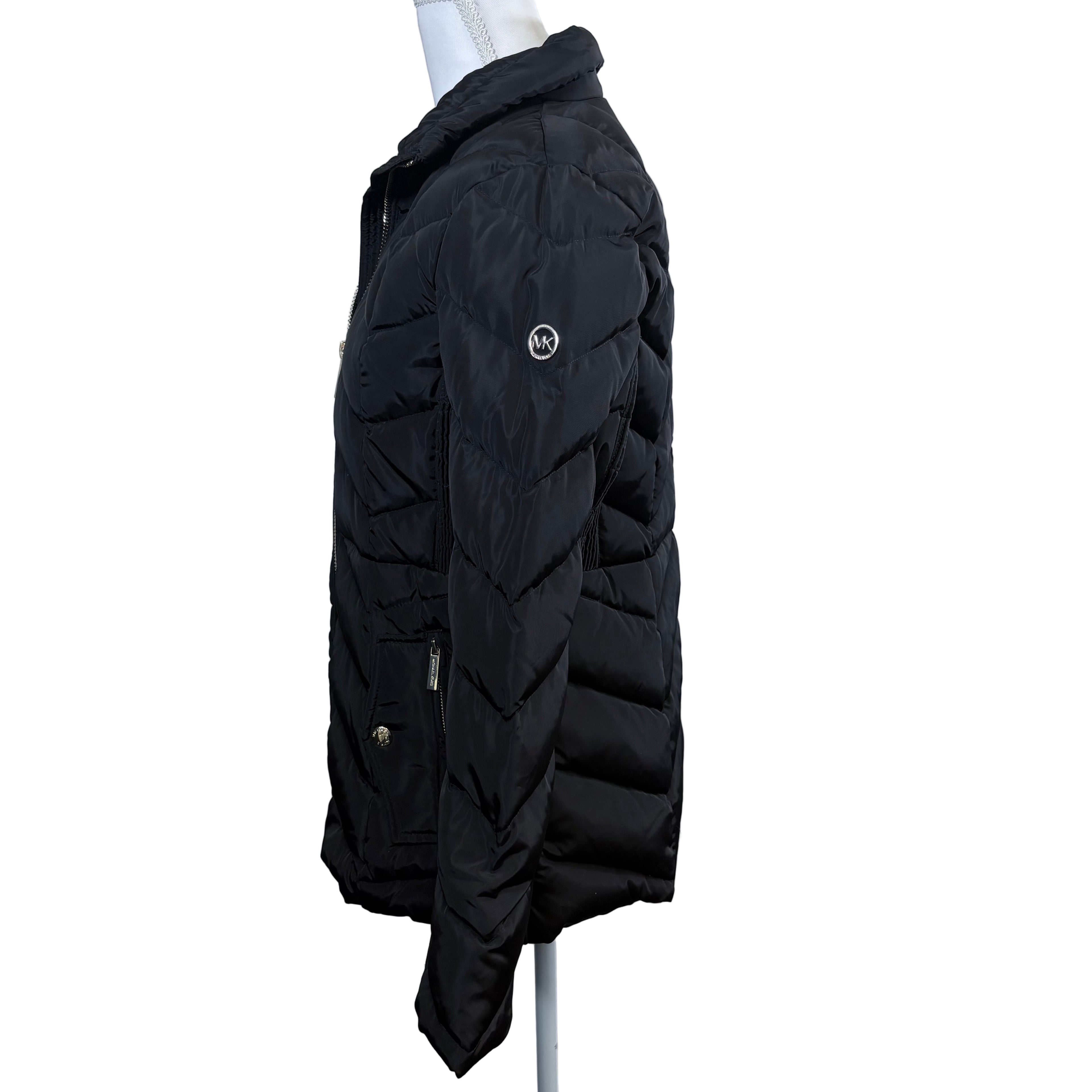 Michael Kors long sleave puffer jacket, size petite small