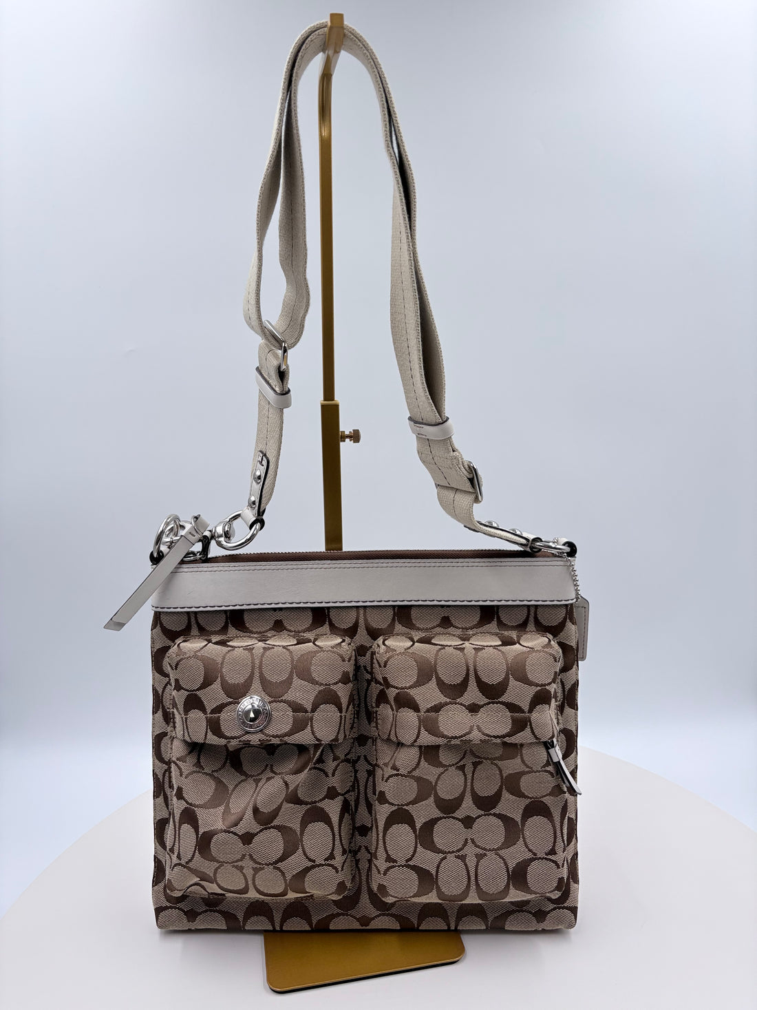Authenticated Coach Signature Monogram crossbody purse