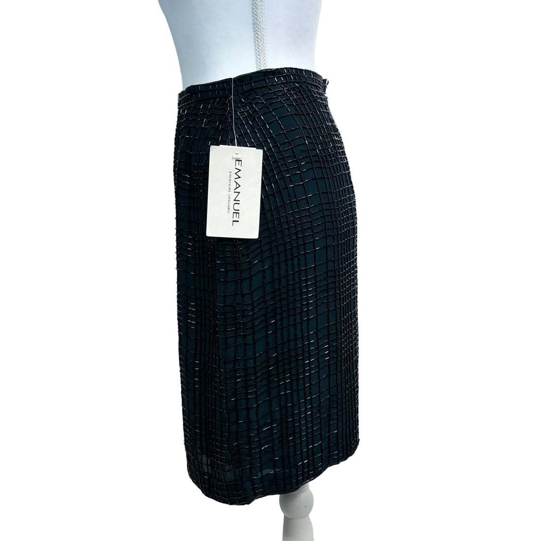 Emanuel Ungaro silk embellished black skirt, size 12