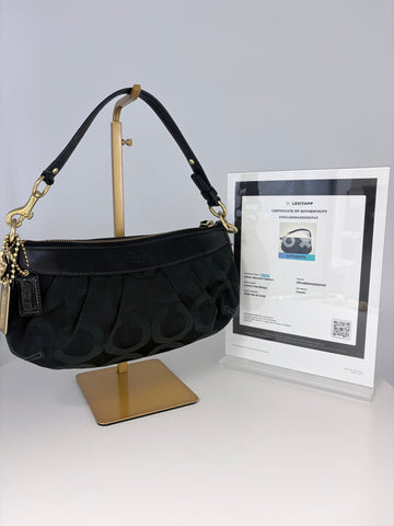 Coach Madison Op Art Small Hobo Black Jacquard Leather Y2K