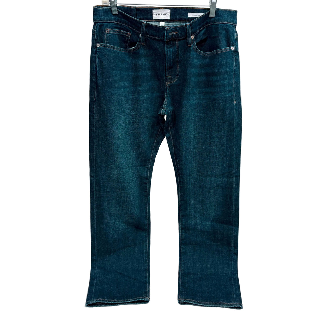 Pair of blue jeans on a white background