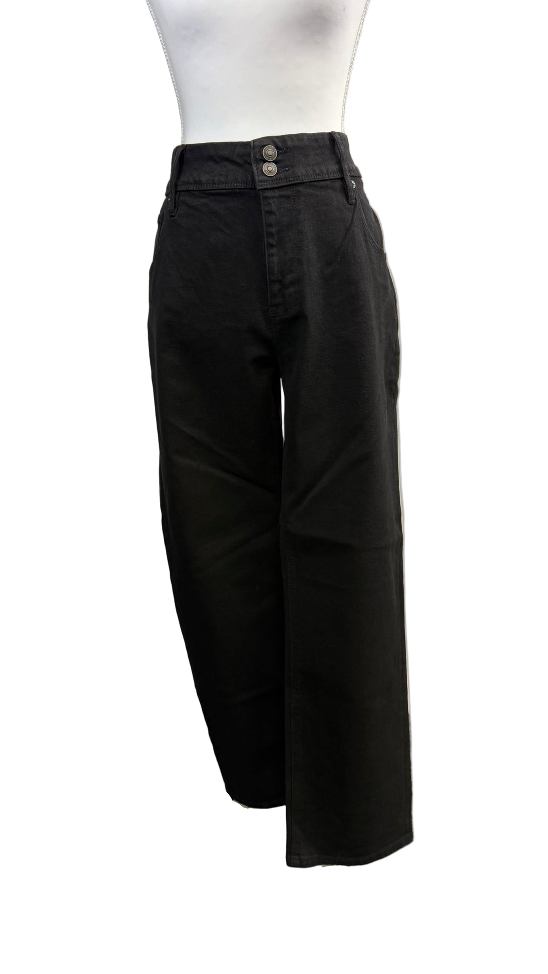 Black pants on a mannequin against a white background