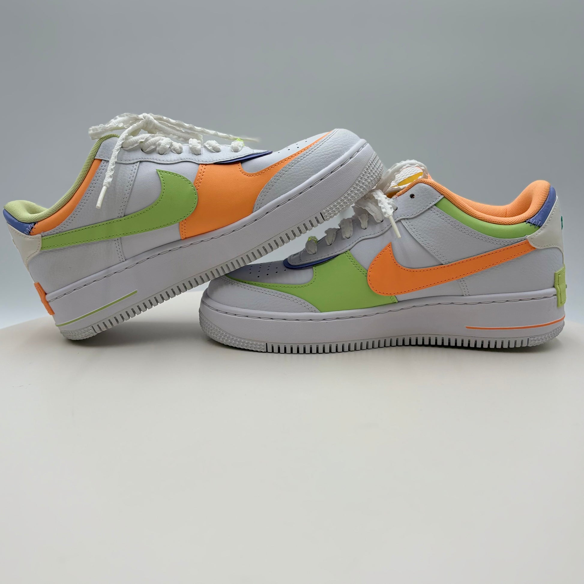 Colorful sneakers with a gray background