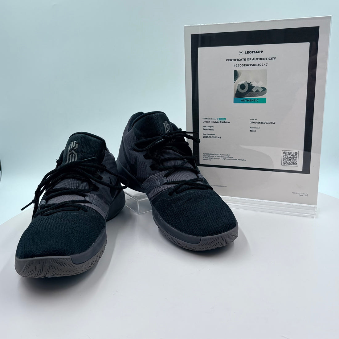 Pair of black and gray sneakers on a white background