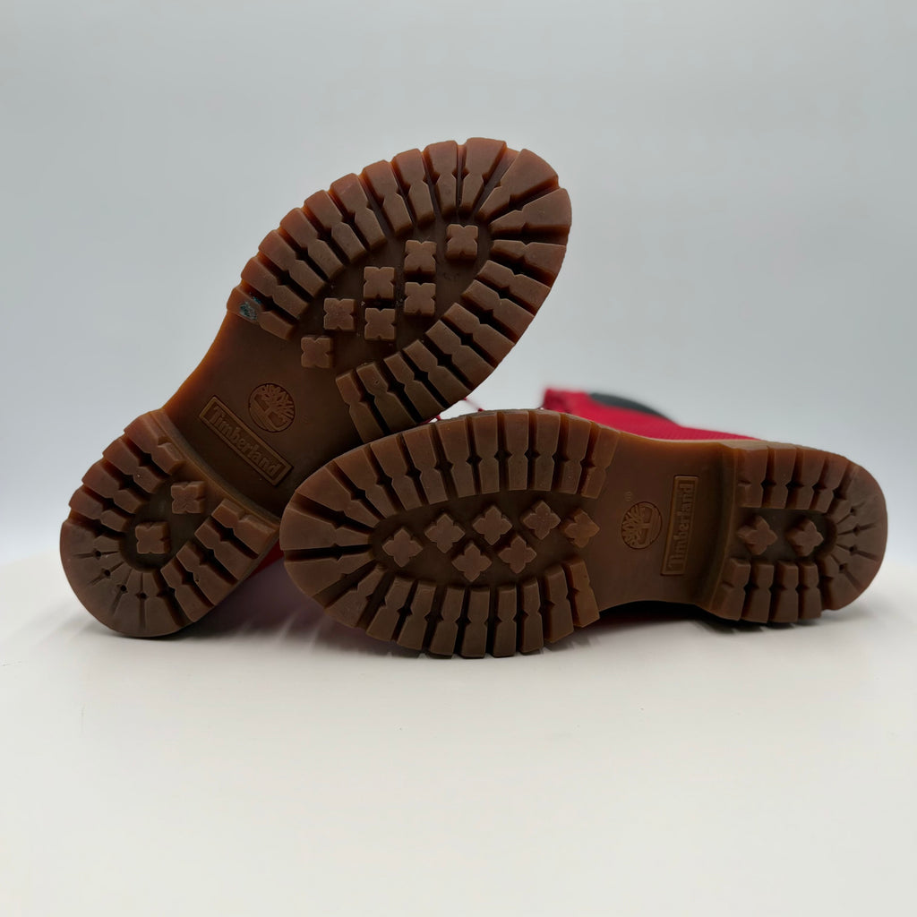 Close-up of brown boot soles on a white background