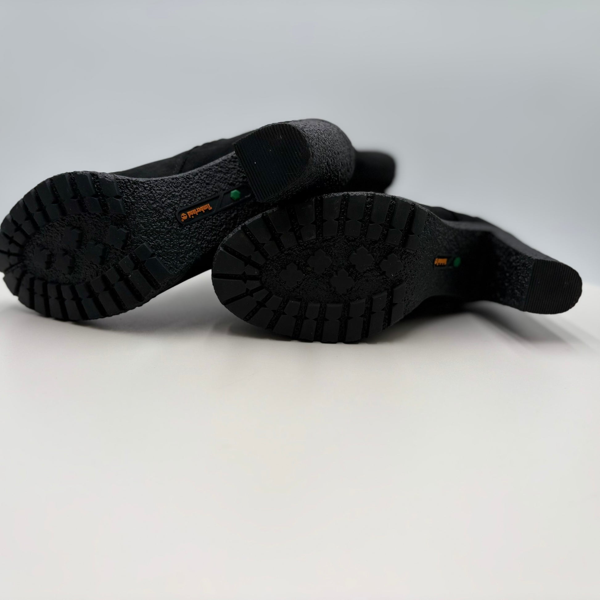 Black slippers on a light gray background