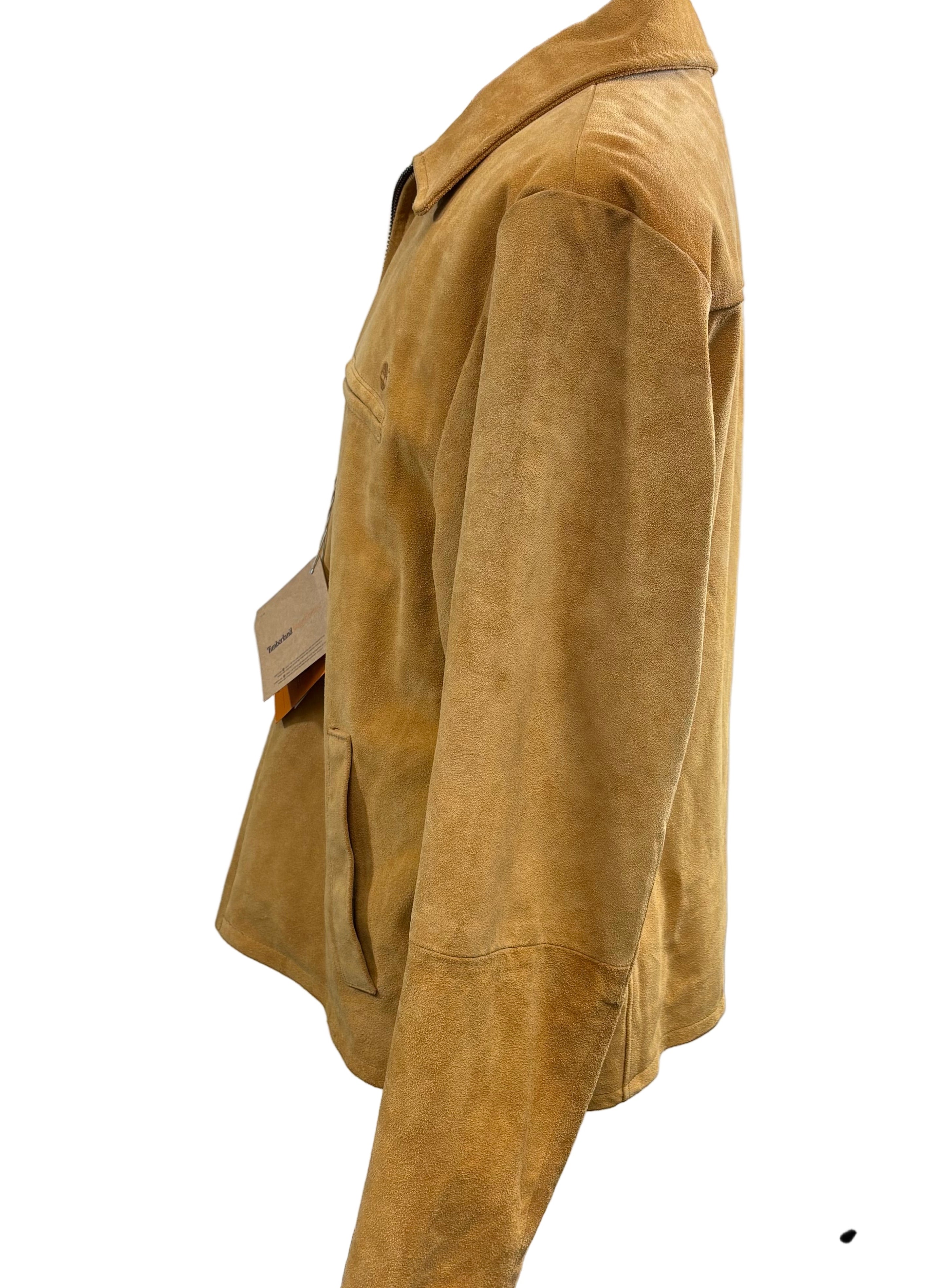 Tan suede jacket on a white background